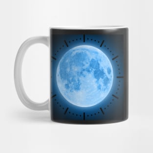 Blue Super Moon Glowing With Blue Halo Clock Mug